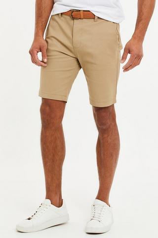 Product 'Conta' Cotton Turn-Up Chino Shorts with Woven Belt Navy