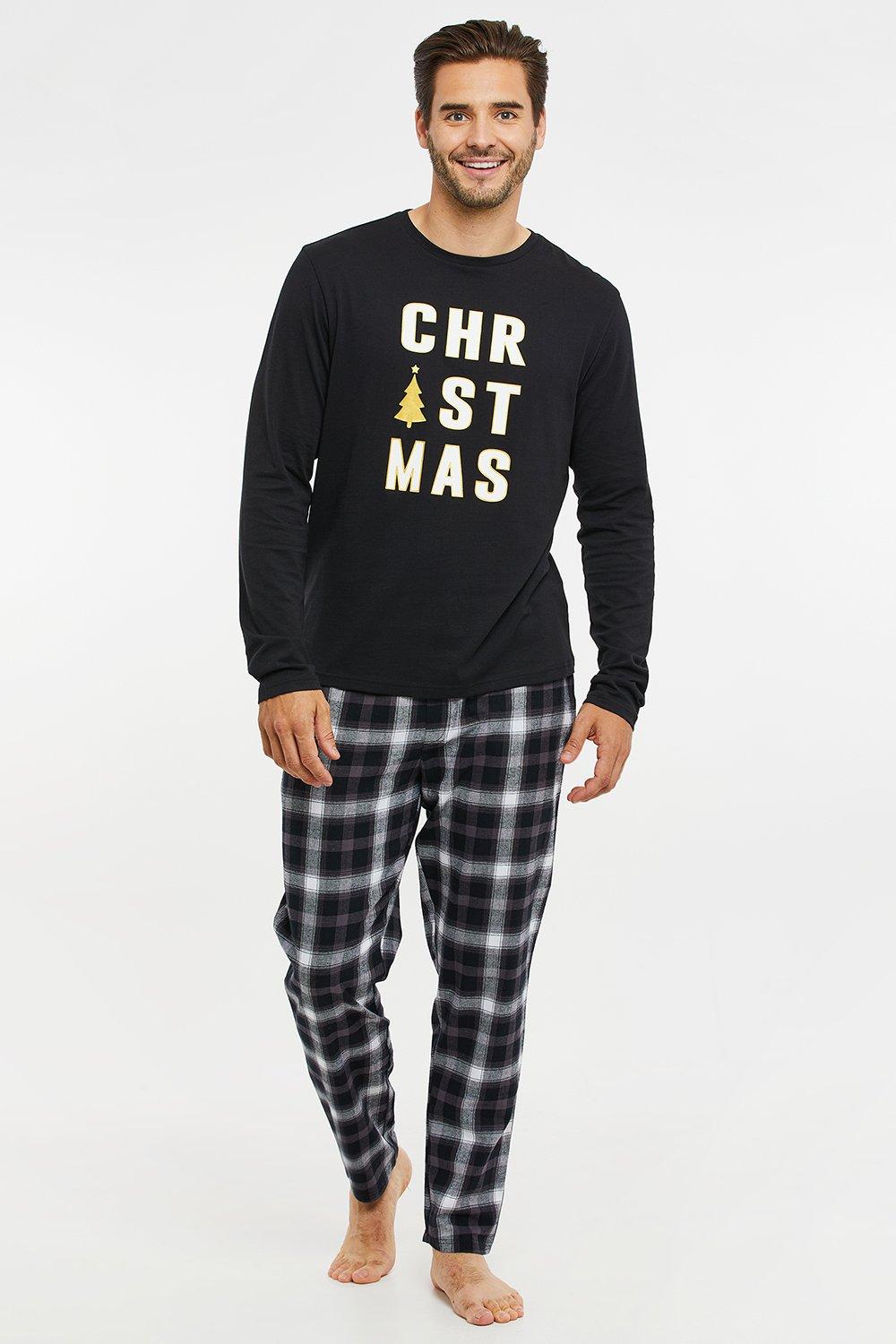 'Harold' Cotton Long Sleeve Check Christmas Pyjama Set