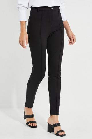 Buy Threadbare Black Slim Fit Ladies Military Button Stretch Ponte Trousers  from Next USA