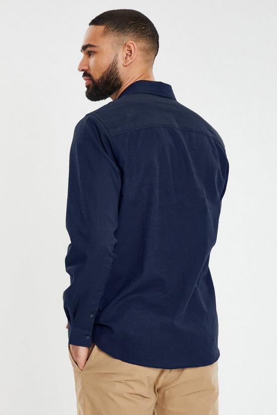 Threadbare 'Collins' Linen Blend Long Sleeve Shirt With Chest Pockets 2