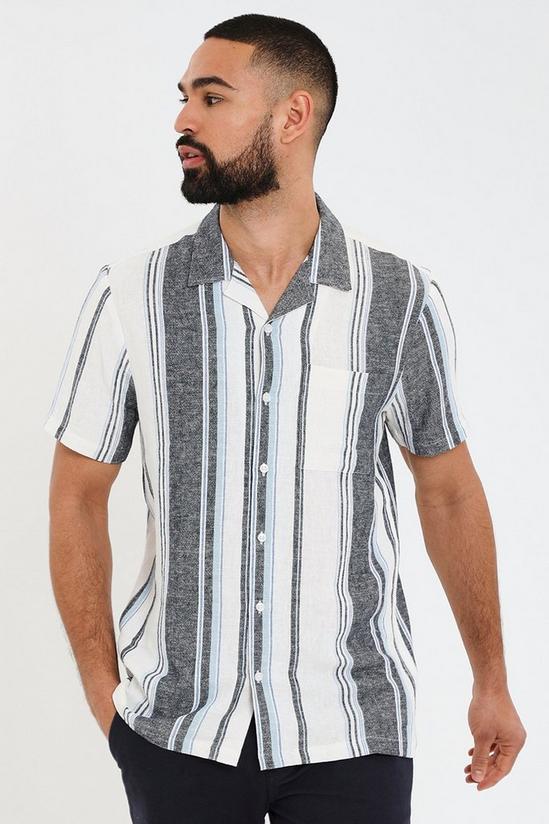 Threadbare 'Indigo' Luxe Linen Bland Revere Collar Short Sleeve Shirt 1