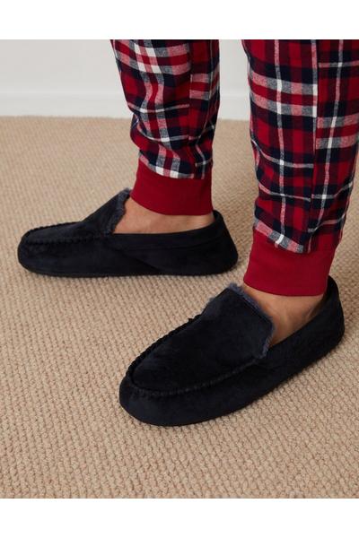 'Selhurst' Faux Fur Lined Suedette Moccasin Slippers
