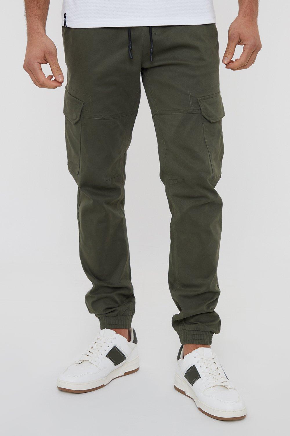 'Belfast' Cotton Jogger Style Cargo Trousers With Stretch