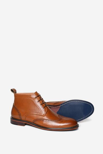 'Penton' Premium Leather Brogue Boots