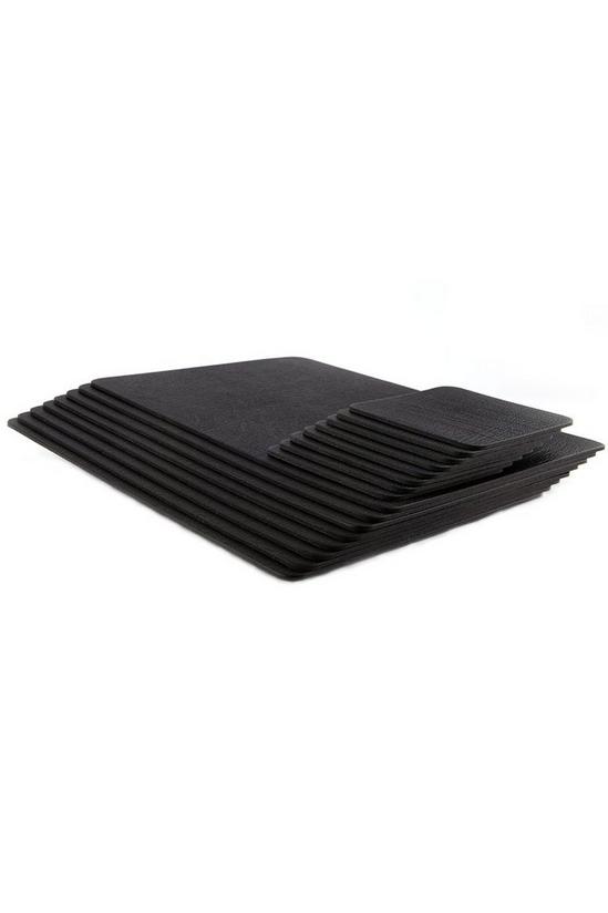 Lara May Set of 8 Jet Black Recycled Leather Placemats and 8 Leather Coasters 1