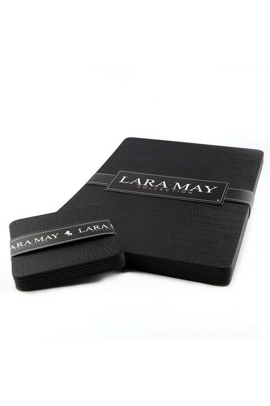 Lara May Set of 8 Jet Black Recycled Leather Placemats and 8 Leather Coasters 6