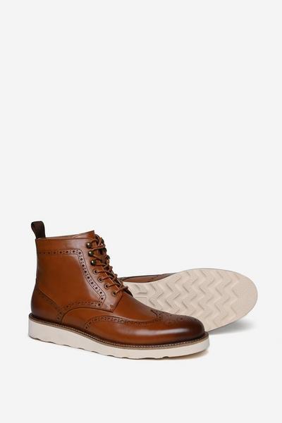 'Haggerston' Premium Leather Brogue Boots