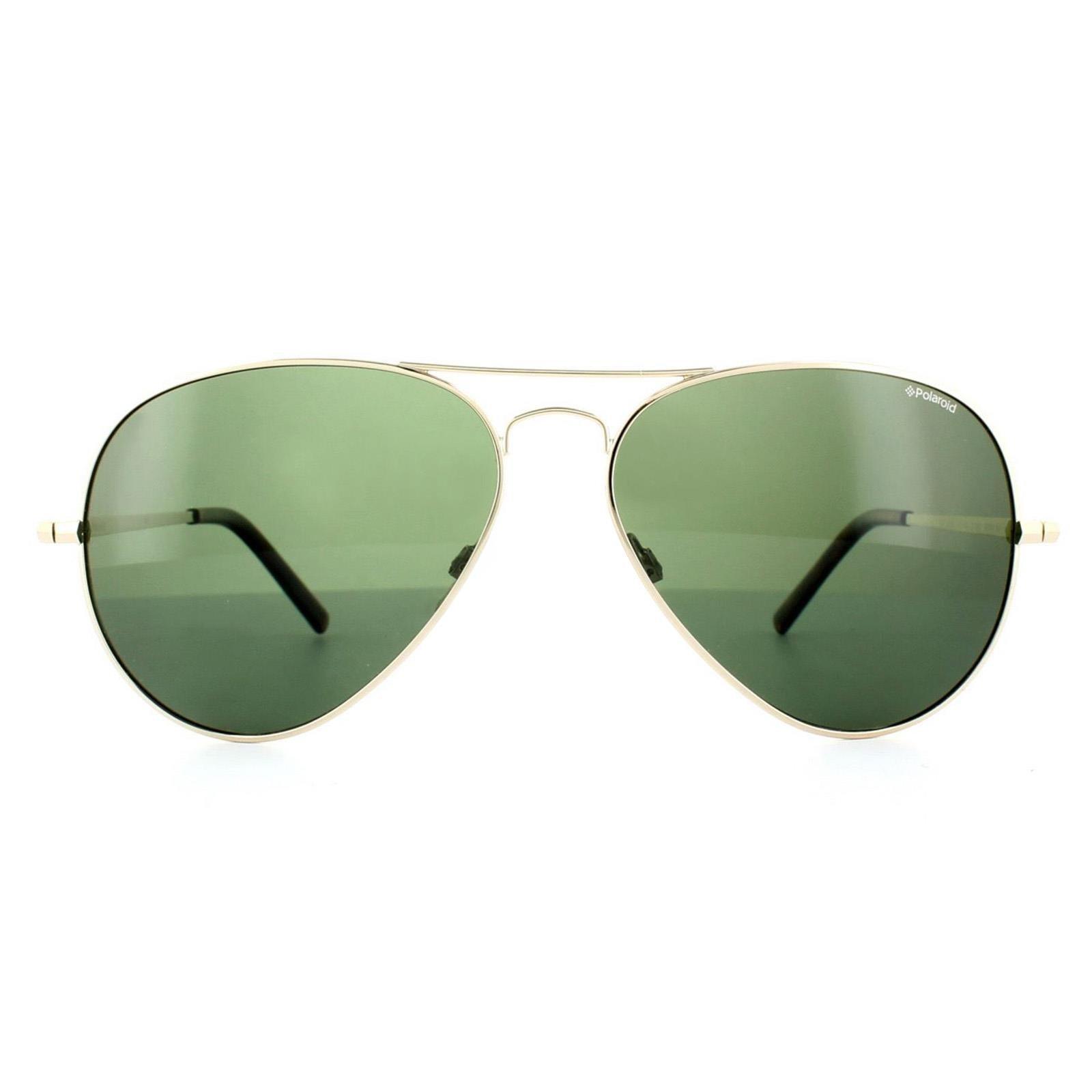 Aviator Light Gold Green Polarized Sunglasses
