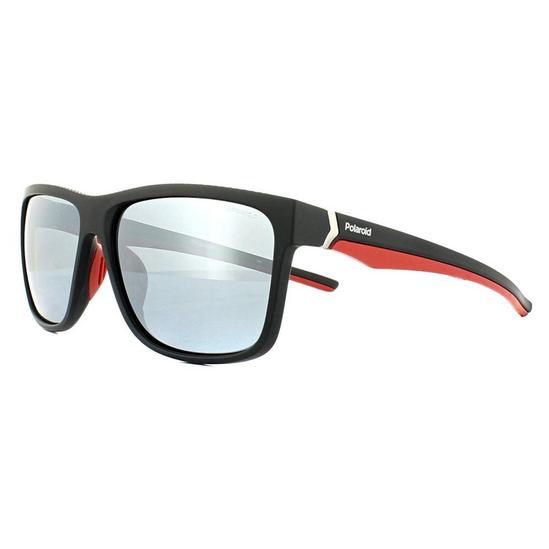 Polaroid Sport Rectangle Black Red Grey Silver Mirror Polarized Sunglasses 2
