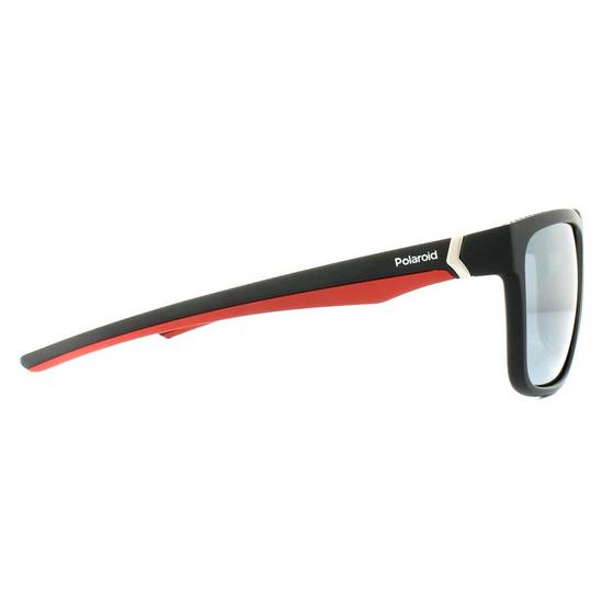 Polaroid Sport Rectangle Black Red Grey Silver Mirror Polarized Sunglasses 4