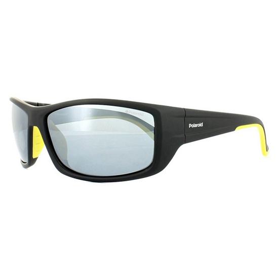Polaroid Sport Wrap Black Yellow Grey Silver Mirror Polarized Sunglasses 2