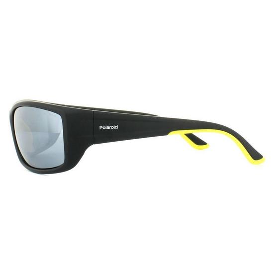 Polaroid Sport Wrap Black Yellow Grey Silver Mirror Polarized Sunglasses 3