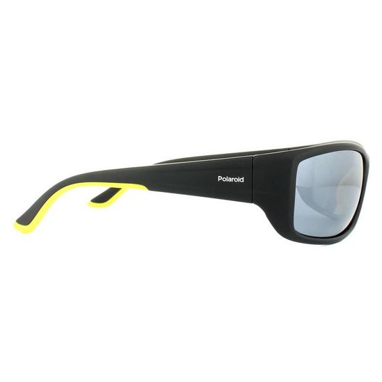 Polaroid Sport Wrap Black Yellow Grey Silver Mirror Polarized Sunglasses 4