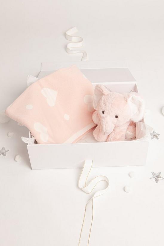Babbico Pink Plush Elephant Toy And Heart Blanket Baby Valentine's Gift Set 1