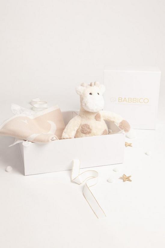 Babbico Unisex Beige & White Giraffe Plush Toy And Star Blanket Baby Gift Set 3