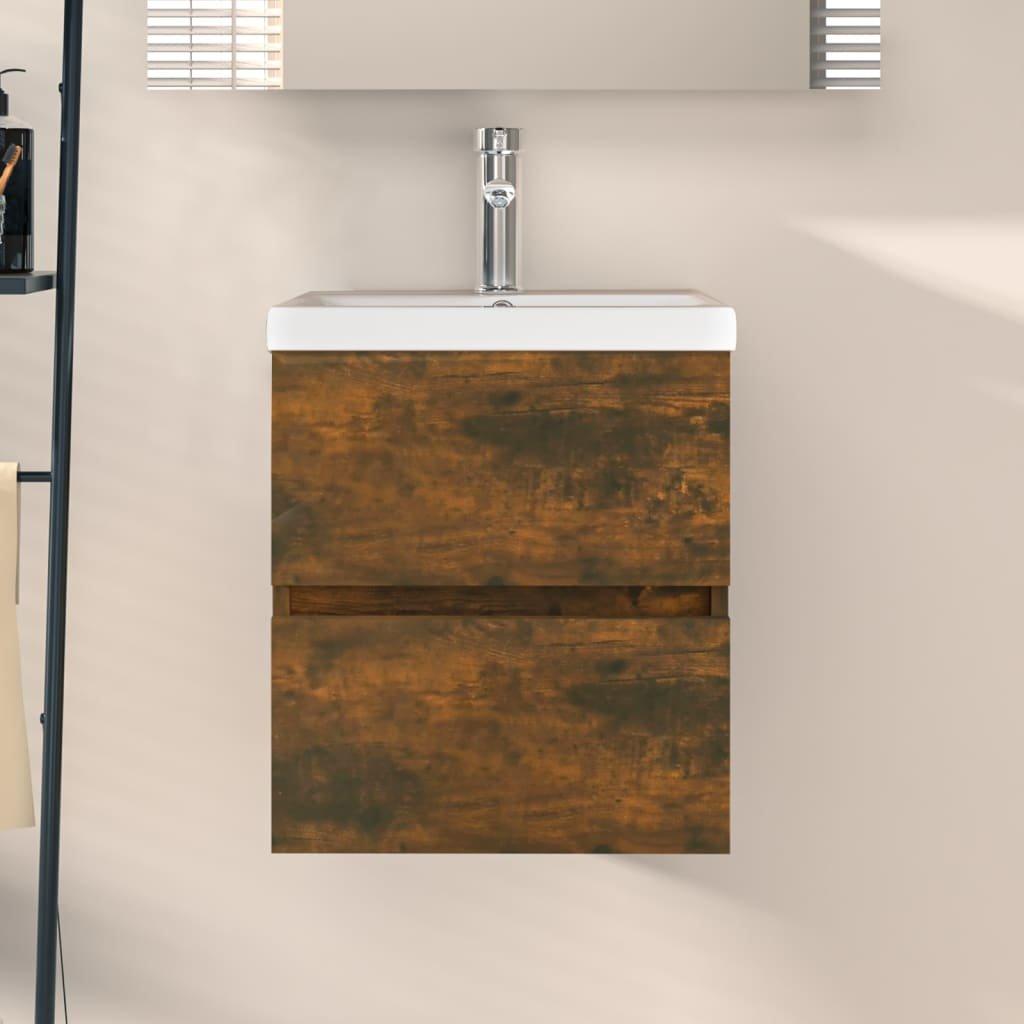 Sink Cabinet Smoked Oak 41x38.5x45 cm Engineered Wood