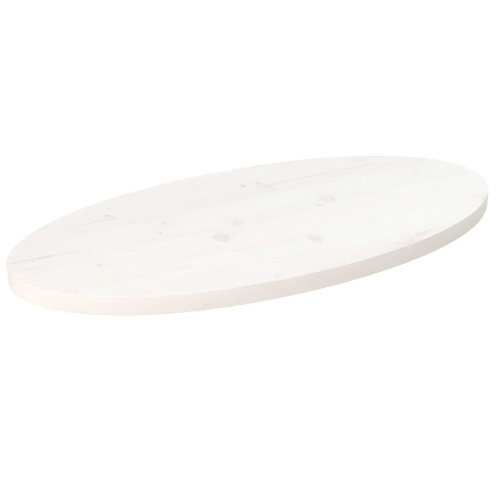 Table Top White 80x40x2.5 cm Solid Wood Pine Oval