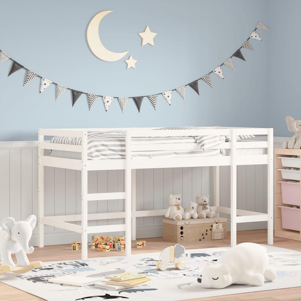 Kids' Loft Bed with Ladder White 90x200 cm Solid Wood Pine