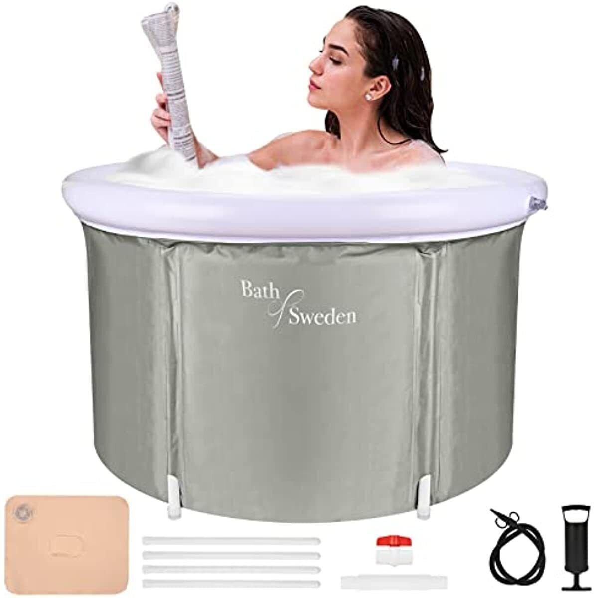 Easy Foldable Bathtub Body SPA and Ice Bath Sturdy Bubble Bathtub 90*65cm