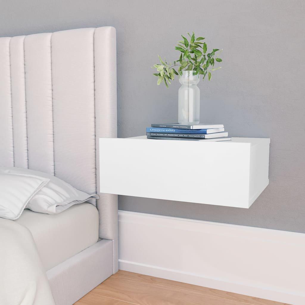 Floating Nightstands 2 pcs White 40x30x15cm Engineered Wood