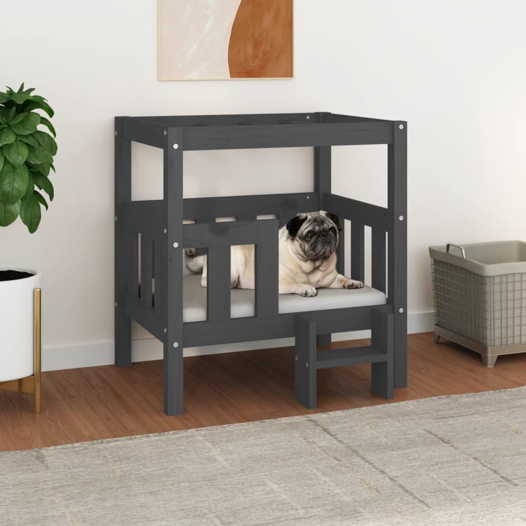 Dog Bed Grey 65.5x43x70 cm Solid Wood Pine