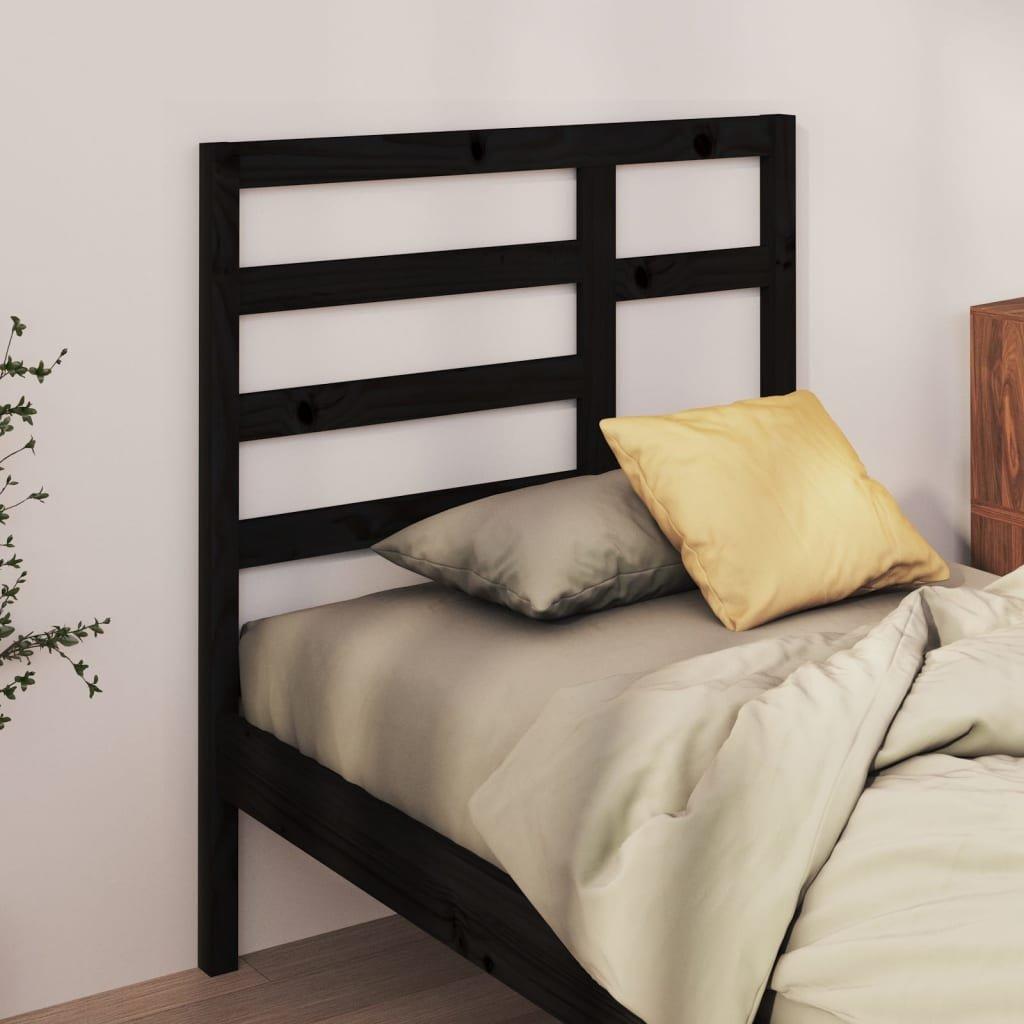 Bed Headboard Black 106x4x104 cm Solid Wood Pine