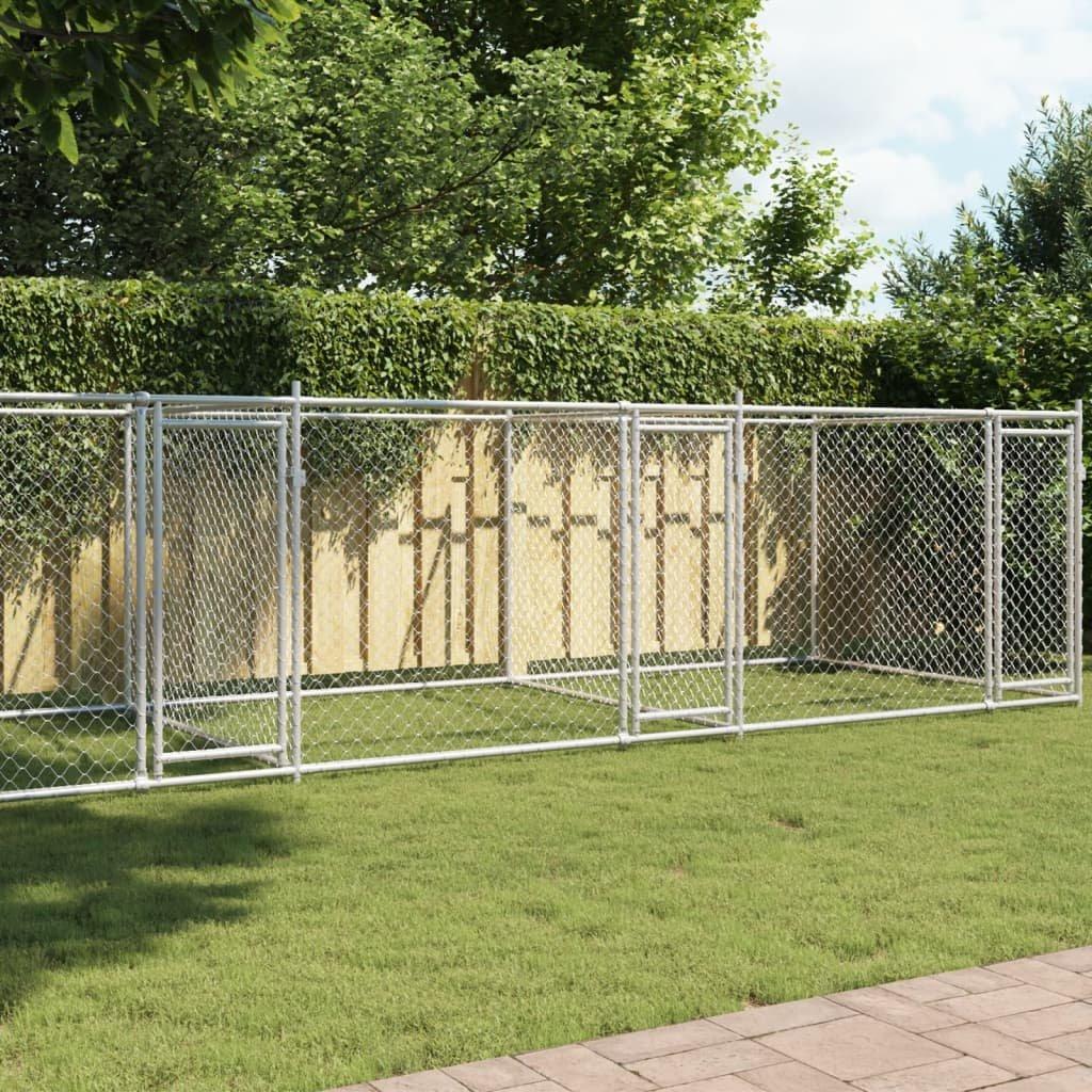 Dog Cage with Doors Grey 8x2x1.5 m Galvanised Steel