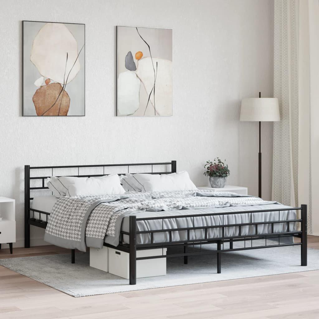 Bed Frame Black Steel 160x200 cm
