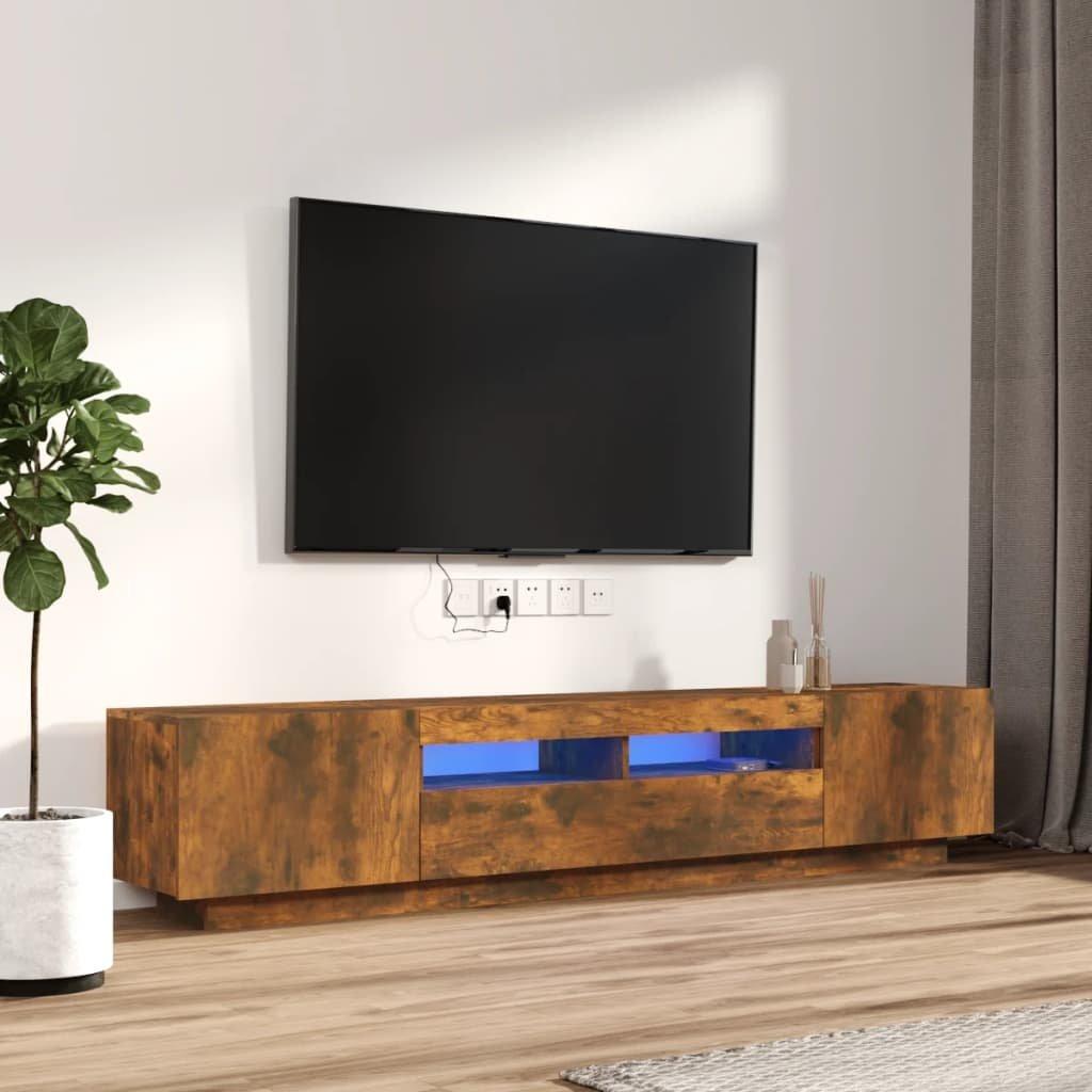 2 Piece TV Cabinet Set with LED Lights Smoked Oak Engineered Wood