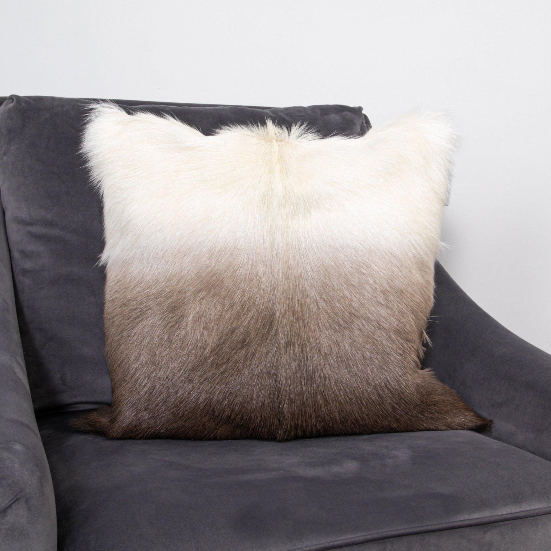 Ivory/Brown Goatskin Cushion