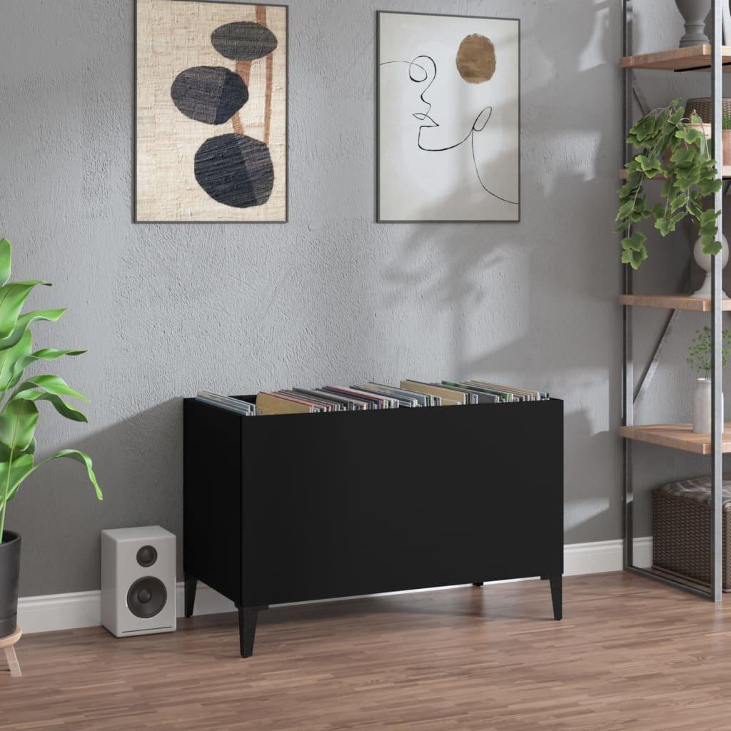 Record Cabinet Black 74.5x38x48 cm Engineered Wood