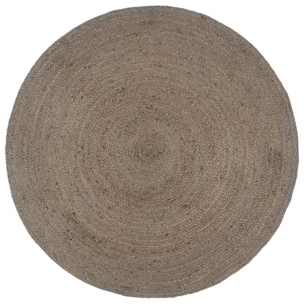 Handmade Rug Jute Round 180 cm Grey