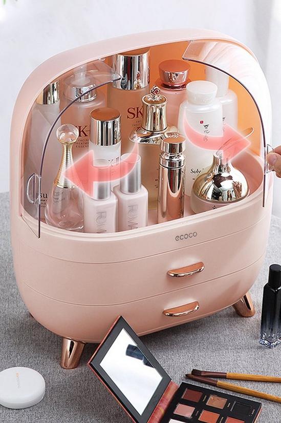 Living and Home Lovely Cosmetic Organizer Box Desktop Summer Pink Makeup Skincare Storage Case 2
