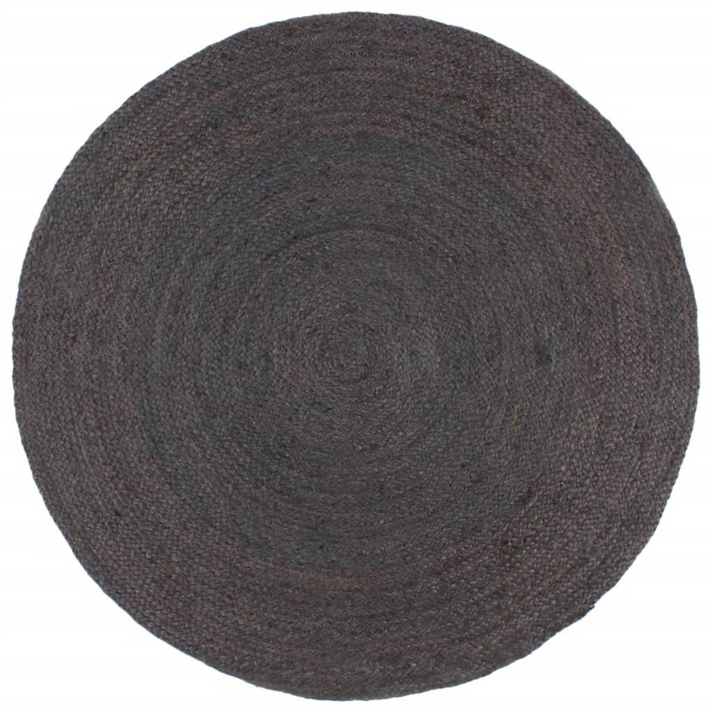 Handmade Rug Jute Round 210 cm Dark Grey