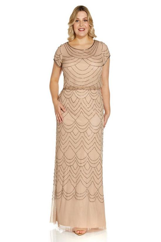 Adrianna Papell Plus Blouson Beaded Gown 1