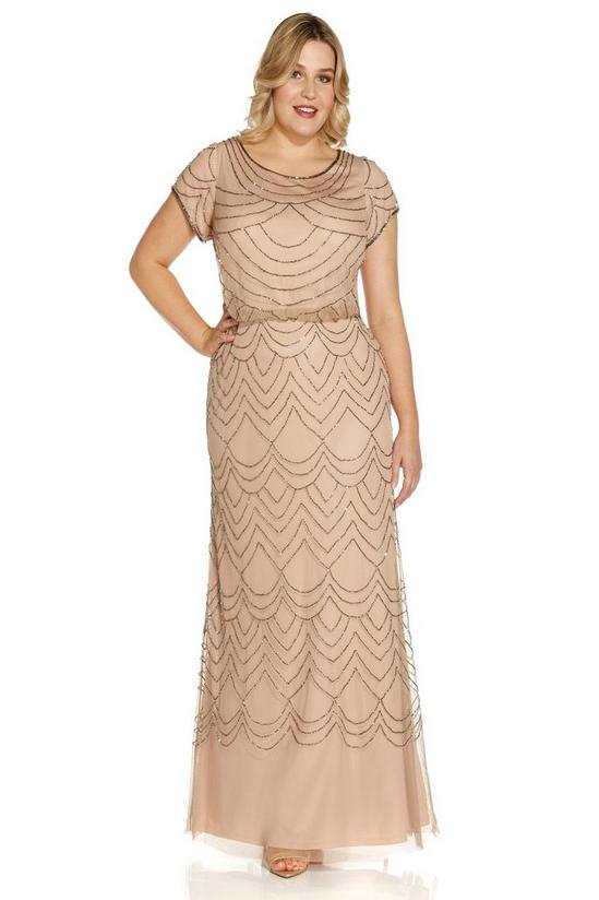 Adrianna Papell Plus Blouson Beaded Gown 3