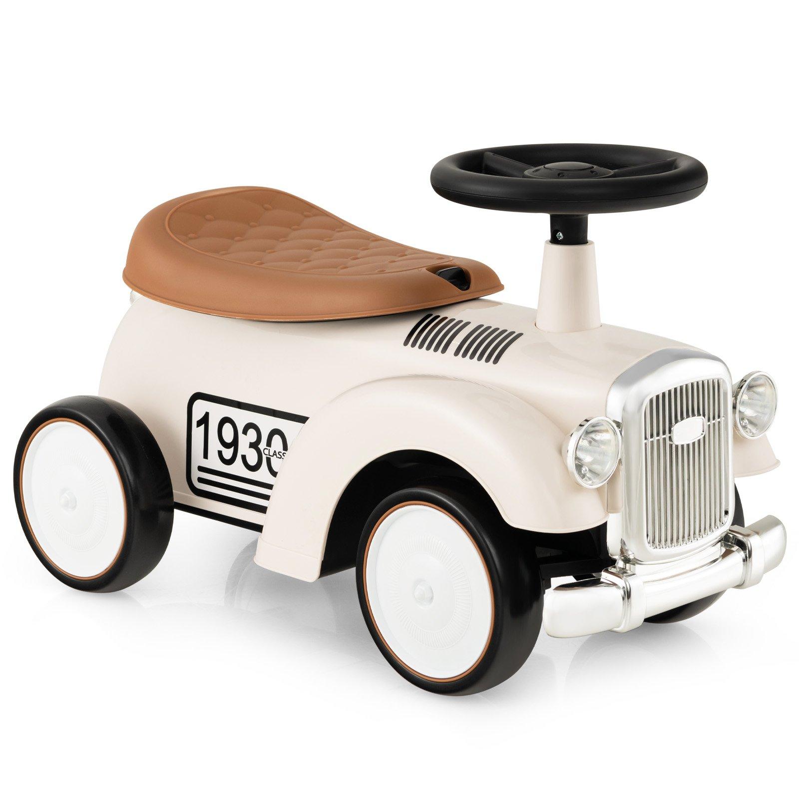 Kids Ride On Car Toddlers Retro Push Car Foot To Floor Riding Toy w/ Storage