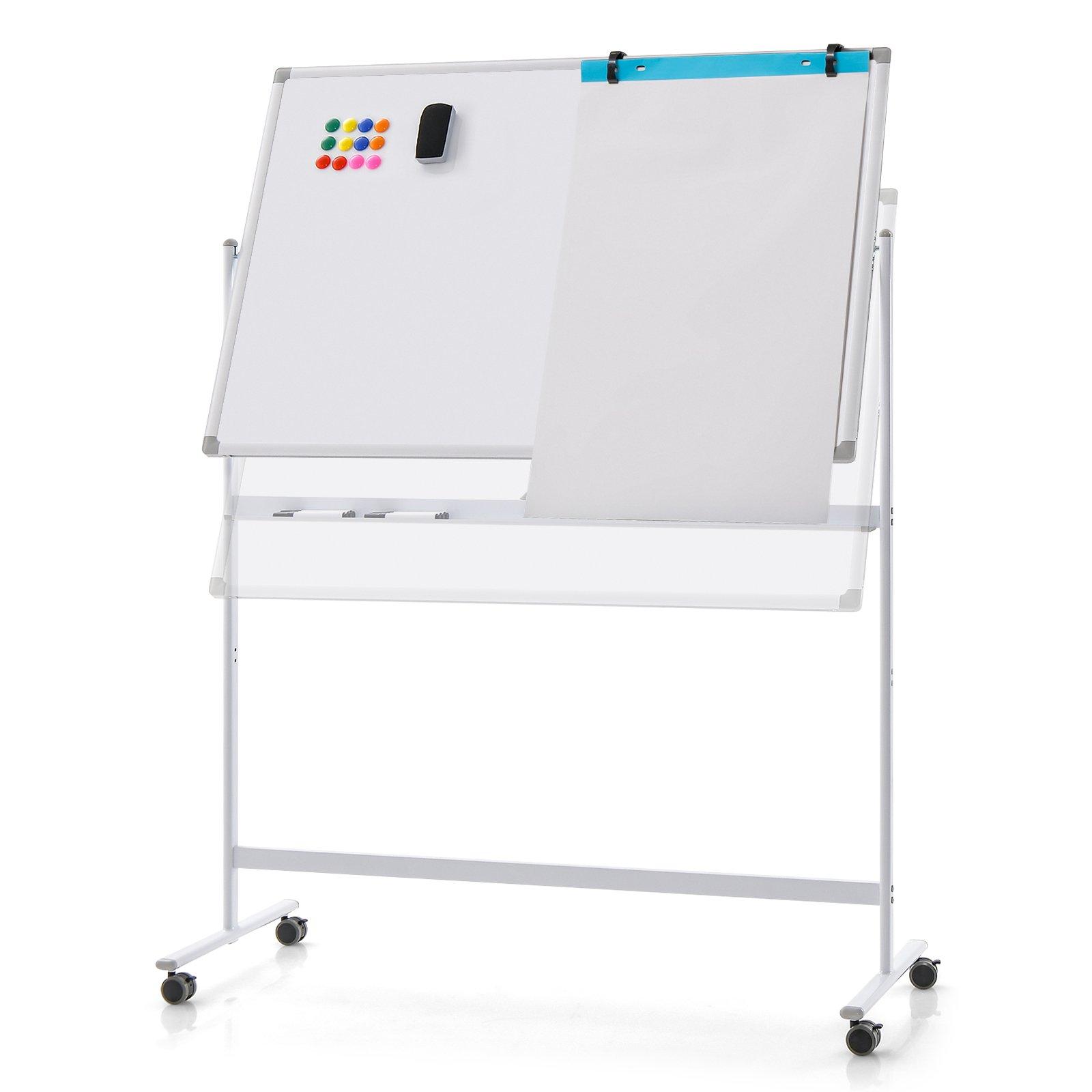 Portable Double-Sided Magnetic Mobile Whiteboard Adjustable Rolling Erase Board