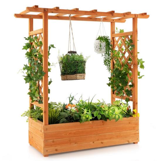 Outdoor Plant Pots & Planters | Raised Garden Bed Planter Box w/ Side ...