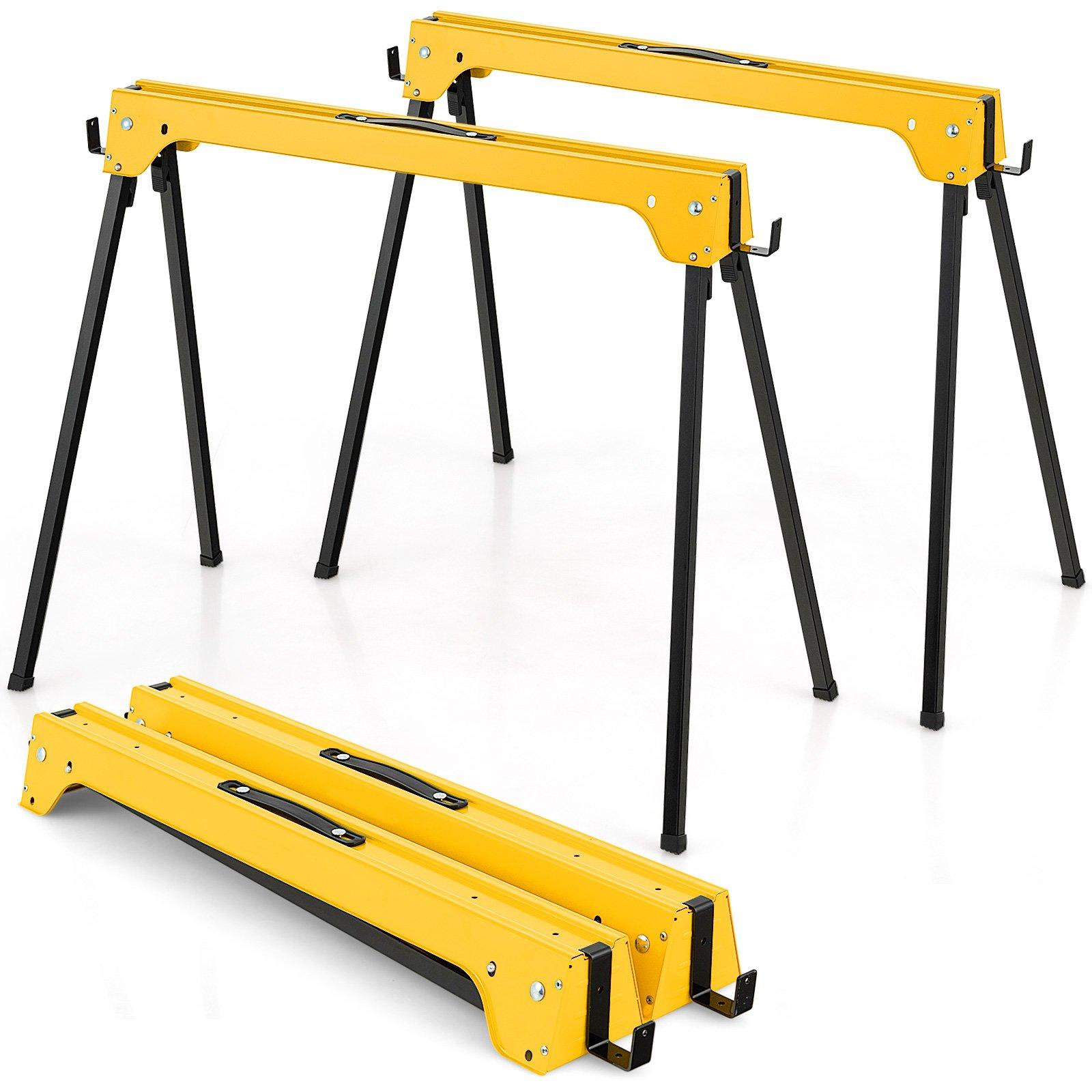 Twin Pack Folding Saw Horse Heavy Duty Sawhorses Compact Power Tools 600 kg
