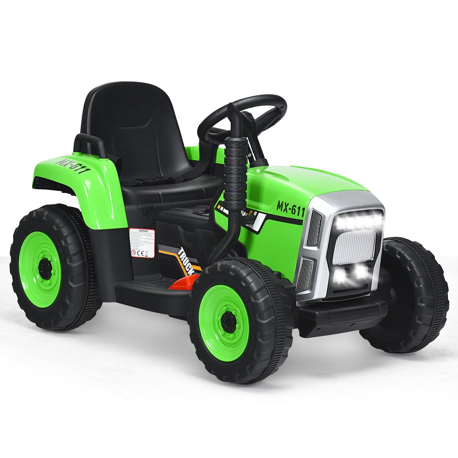 12V Kids Ride On Tractor W/ Trailer Electric 3-Gear-Shift Ground Loader Toy Car