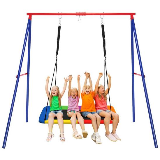 Costway Metal Swing Frame with Ground Stakes and Carabiners 1