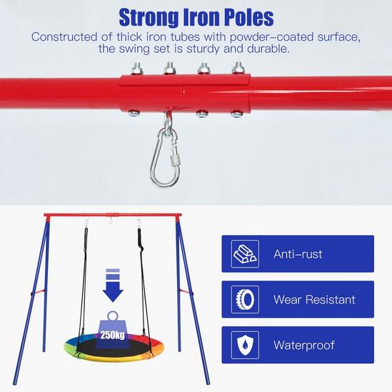 Costway Metal Swing Frame with Ground Stakes and Carabiners 5