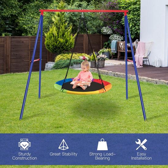 Costway Metal Swing Frame with Ground Stakes and Carabiners 6