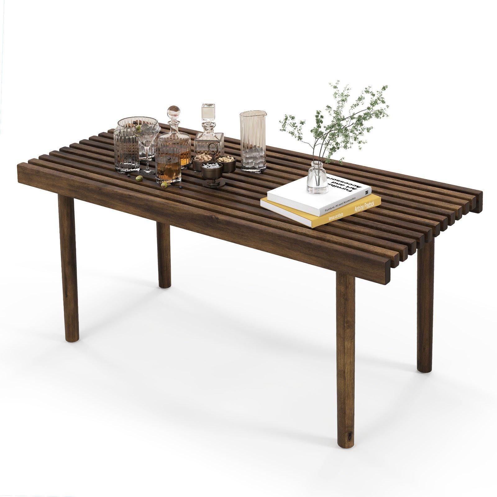Modern Coffee Table Accent Center Tea Table Cocktail Table with Slatted Tabletop