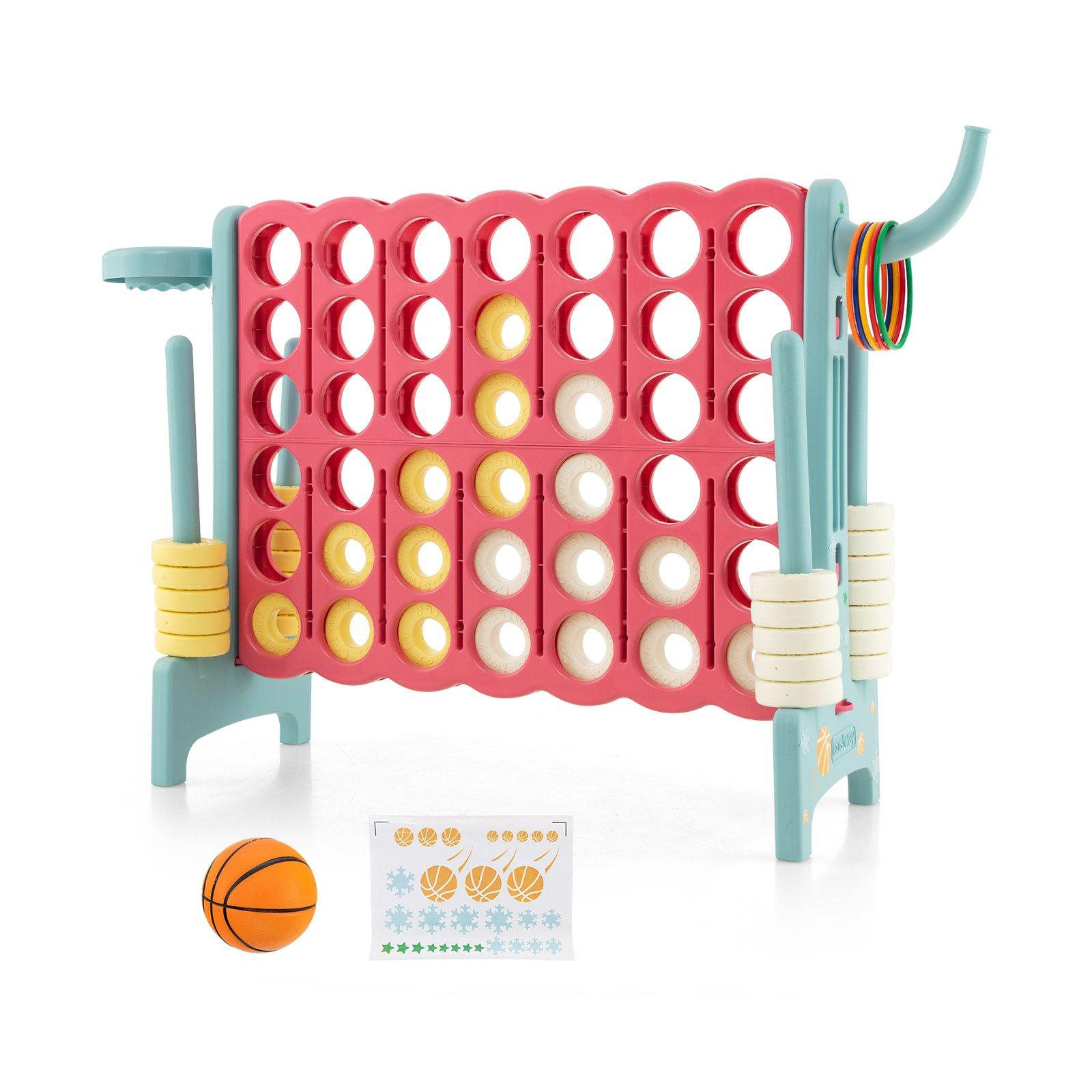 Upgraded 4-to-Score Game Set with Basketball Hoop and Toss Ring for Kids and Adults
