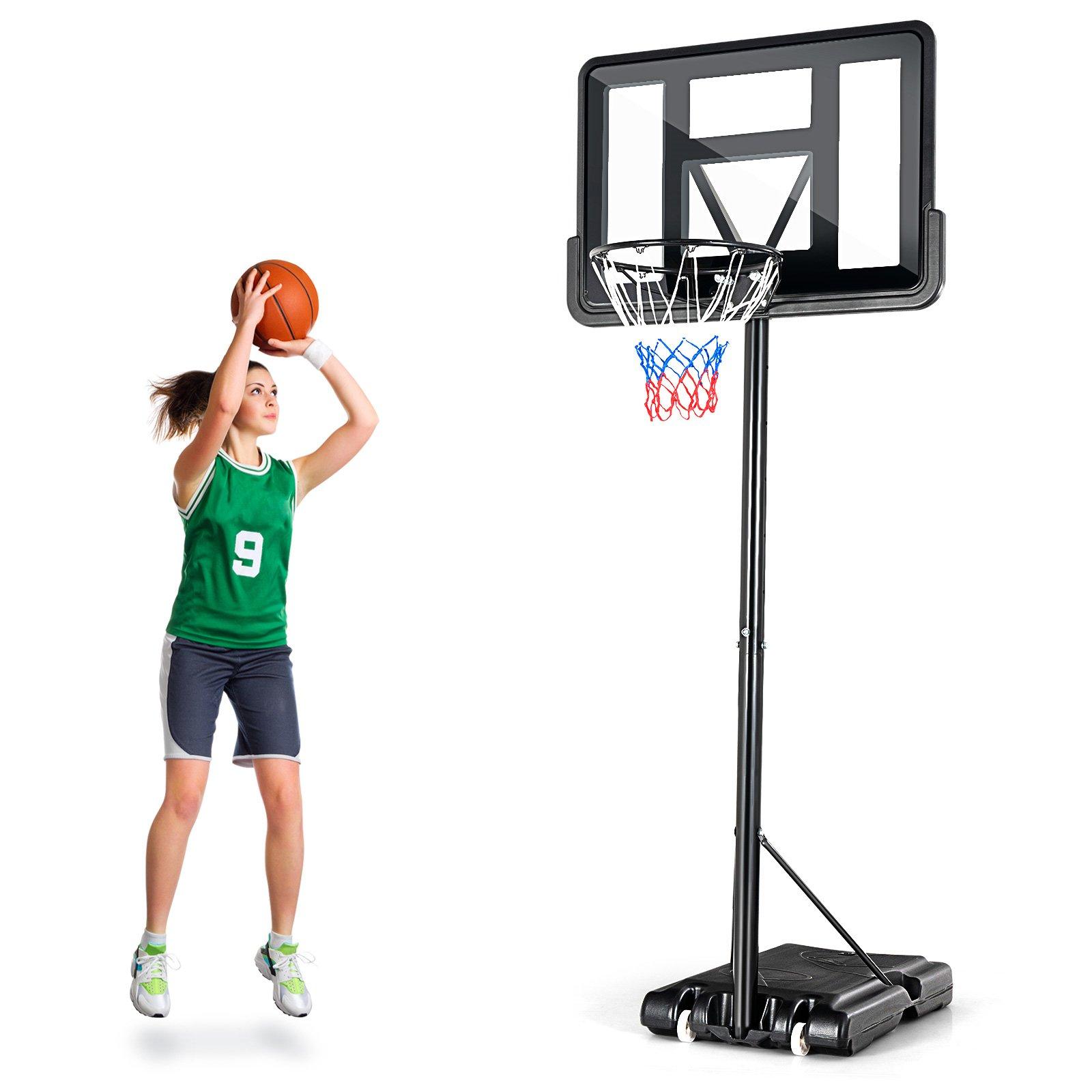 Portable Basketball Hoop Height Adjustable Basketball Stand System with Net & Portable Wheels