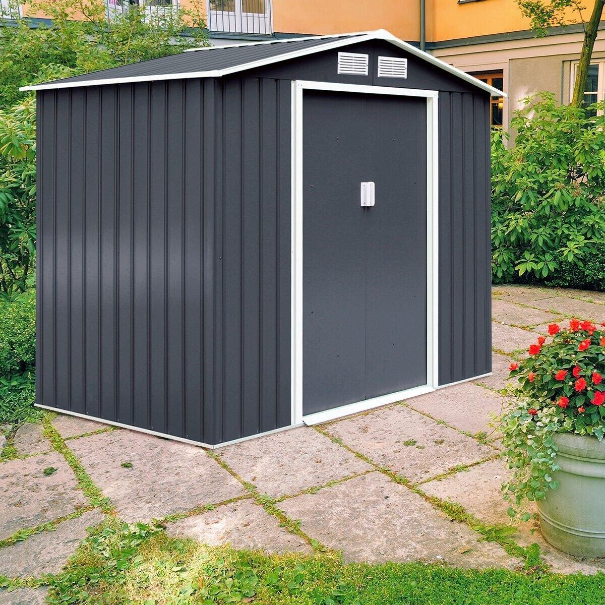 9 FT x 6 FT Outdoor Storage Shed Large Organizer House Double Sliding Door