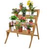 Costway 4-Tier Wooden Plant Stand Ladder Flower Pot Display Shelf Rack Holder Organizer thumbnail 1