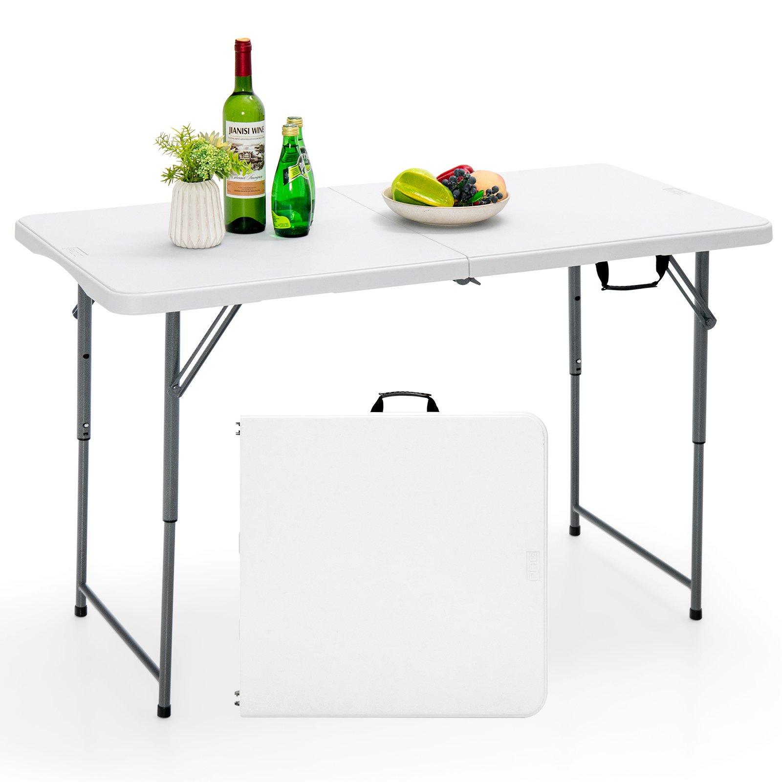 Folding Camping Table Portable Picnic Table with 3-Level Height Adjustment